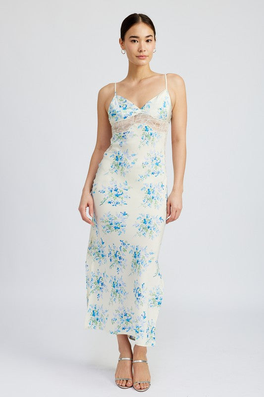 Floral Slip Dress with Lace Detail