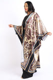 Printed satin maxi kimono